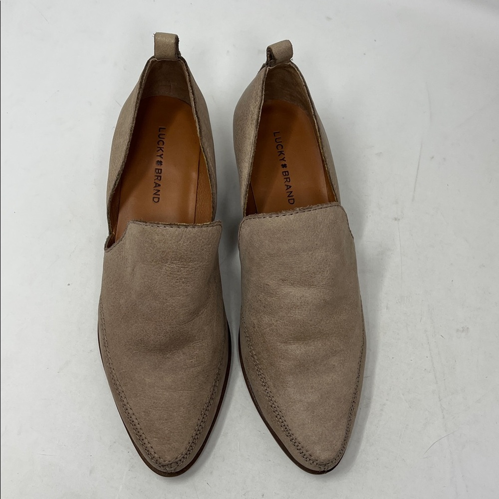 LUCKY BRAND Mahzan loafers tan hazel leather pointed almond toe women’s sz 6.5 - Picture 12 of 14